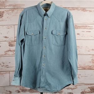 Schaefer Outfitter 7070 Ranchstone Twill Denim Button Up Shirt Medium